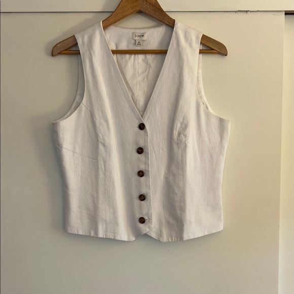 J. Crew Factory White Sleeveless Linen Blend Vest - Picture 1 of 7